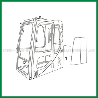 DOOSAN KOBELCO Kính chắn gió tùy chỉnh OEM Vị trí nghiêng bên trái SỐ 1