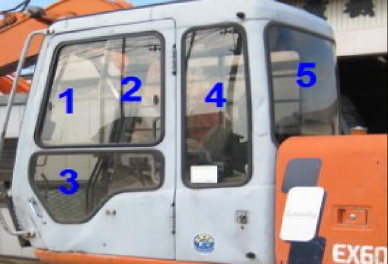 4383431 Máy xúc HITACHI Cửa sổ kính Cabin Cửa trái Vị trí phía sau SỐ 4