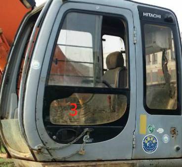 4457141 Máy xúc HITACHI Cabin Cửa sổ Kính cường lực Vị trí bên phải Số 7