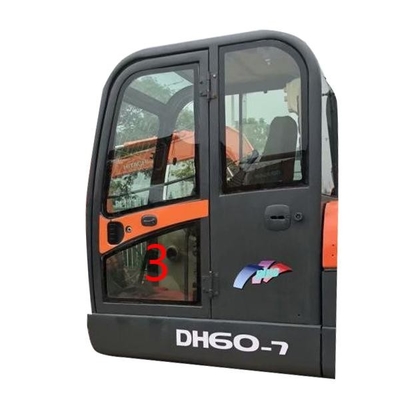 Màu xanh lá cây Máy xúc kính cường lực DOOSAN Thay thế kính Cửa trái Vị trí phía dưới SỐ 3