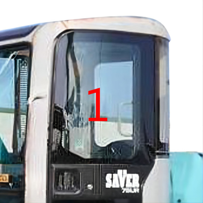 Cường độ va đập cao Kính máy xúc KOBELCO dày 5mm Cửa trái lên Vị trí số 1