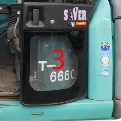 ISO Máy xúc Cửa sổ Thay thế Kính chắn gió Cửa trái được gia cố Vị trí phía dưới SỐ 3