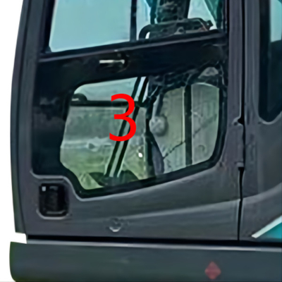 Kính máy xúc 900mm KOBELCO Cửa trái Vị trí dưới Kính chắn gió SỐ 3