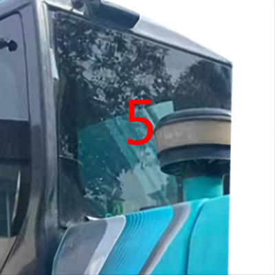 Kính máy xúc KOBELCO màu trắng Vị trí mặt sau Số 5 Kính chắn gió Kính cường lực nghiêng