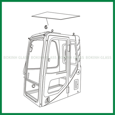 LIUGONG Kính chắn gió Cửa sổ Máy xúc Kính Cửa sổ Thay thế Kính Bầu trời Vị trí SỐ 6