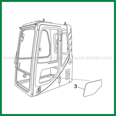 HITACHI KOMATSU Kính chắn gió tùy chỉnh Kính chắn gió Cửa trái Vị trí phía dưới SỐ 3