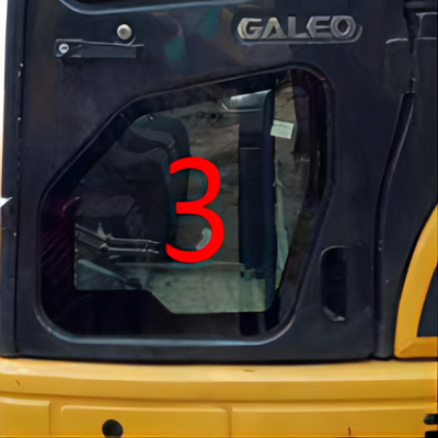 OEM KOMATSU PC55MR Kính cabin Cửa trái Vị trí dưới Số 3 Thay thế cửa sổ Digger