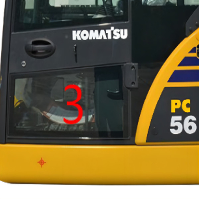 OEM KOMATSU PC6-7 PC56 Cab Kính cửa trái Vị trí dưới Số 3 Thay thế cửa sổ